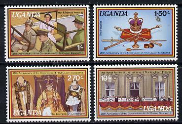 Uganda 1979 Coronation 25th Anniversary set of 4 unmounted mint, SG 234-37, stamps on , stamps on  stamps on royalty      coronation