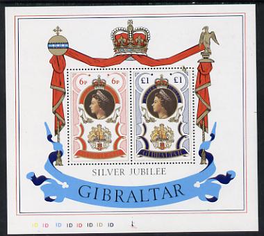 Gibraltar 1977 Silver Jubilee m/sheet unmounted mint, SG MS 373, stamps on , stamps on  stamps on royalty, stamps on  stamps on silver jubilee