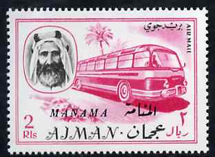 Manama 1967 Bus 2R opt'd on Ajman from Transport set unmounted mint, SG 10, stamps on , stamps on  stamps on buses