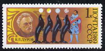 Russia 1989 Performing Seals from Soviet Circus set of 5 unmounted mint, SG 6030, Mi 5984*, stamps on seals, stamps on polar