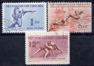 Vietnam - North 1959 Sports set of 3 cto used, SG N113-14*, stamps on sport