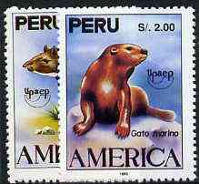 Peru 1993 'America' Fauna the unissued perf set of 2 unmounted mint, stamps on animals    seals