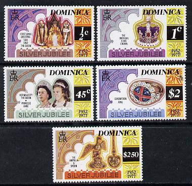 Dominica 1977 Silver Jubilee perf 14 set of 5 from sheets unmounted mint, SG 562-6, stamps on royalty, stamps on silver jubilee
