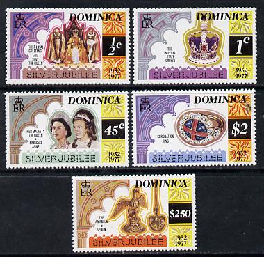 Dominica 1977 Silver Jubilee perf 14 set of 5 from sheets unmounted mint, SG 562-6, stamps on , stamps on  stamps on royalty, stamps on  stamps on silver jubilee