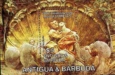 Antigua 1984 Death Anniversary of Correggio m/sheet (John the Baptist) unmounted mint SG MS 882, stamps on , stamps on  stamps on arts    religion    correggio    death