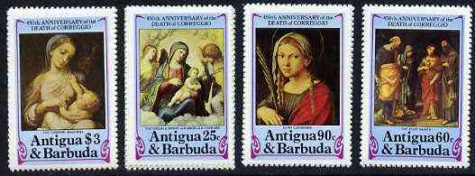 Antigua 1984 Death Anniversary of Correggio set of 4 unmounted mint, SG 878-81*, stamps on arts    religion    correggio    death