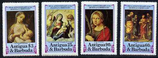 Antigua 1984 Death Anniversary of Correggio set of 4 unmounted mint, SG 878-81*, stamps on , stamps on  stamps on arts    religion    correggio    death