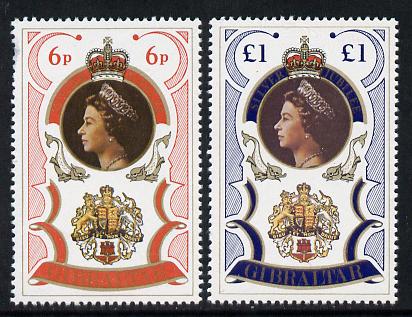 Gibraltar 1977 Silver Jubilee set of 2 unmounted mint, SG 371-2*, stamps on , stamps on  stamps on royalty, stamps on  stamps on silver jubilee