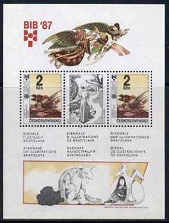 Czechoslovakia 1987 Bratislavia Book illustrations Exhibition m/sheet (Bird on Nest) unmounted mint Mi BL 72, stamps on books    literature    birds