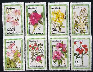 Equatorial Guinea 1979 Roses & Rhododendrons set of 8 unmounted mint, stamps on flowers, stamps on roses