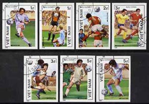 Vietnam 1986 Football World Cup imperf set of 7 cto used (very scarce with only a limited number issued thus) as SG 920-26*, stamps on sport    football