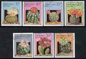 Vietnam 1987 Cacti imperf set of 7 cto used (very scarce with only a limited number issued thus) as SG 1085-91*, stamps on flowers    cacti