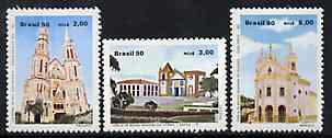 Brazil 1990 Churches set of 3, SG 2403-05 unmounted mint*, stamps on , stamps on  stamps on churches