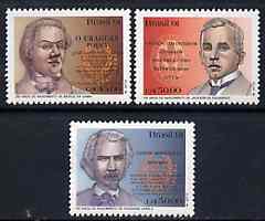 Brazil 1991 Writer's Birth Anniversaries set of 3, SG 2491-93 unmounted mint*, stamps on , stamps on  stamps on books, stamps on literature