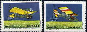 Brazil 1989 Aerosports & Anniversary of Santos Dumont's Flight set of 2, SG 2373-74 unmounted mint, stamps on aviation