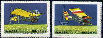Brazil 1989 Aerosports & Anniversary of Santos Dumont's Flight set of 2, SG 2373-74 unmounted mint, stamps on aviation