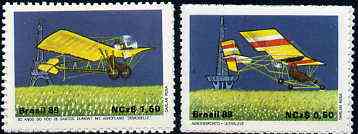 Brazil 1989 Aerosports & Anniversary of Santos Dumonts Flight set of 2, SG 2373-74 unmounted mint, stamps on aviation