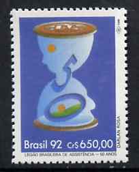 Brazil 1992 Legion of Assistance (Hourglass) unmounted mint SG 2556*, stamps on , stamps on  stamps on clocks