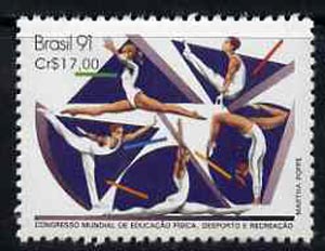 Brazil 1991 Congress on Physical Recreation unmounted mint, SG 2462*, stamps on sport    gymnastics, stamps on  gym , stamps on gymnastics, stamps on 