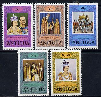 Antigua 1978 Coronation 25th Anniversary perf 12 set of 5 from sheetlets (SG 581-5) unmounted mint, stamps on , stamps on  stamps on royalty, stamps on coronation