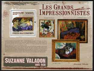 Comoro Islands 2009 Impressionists - Suzanne Valadon perf s/sheet unmounted mint, stamps on , stamps on  stamps on personalities, stamps on  stamps on arts, stamps on  stamps on impressionists, stamps on  stamps on 