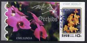 Booklet - North Korea 1993 Orchids 50 jons booklet containing pane of 5 x 10 jons, stamps on flowers    orchids