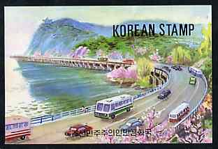 North Korea 1995 82nd Birth Anniversary of Kim Sung 50 jons booklet containing pane of 5 x 10 jons (Buses & Traffic on front cover), stamps on , stamps on  stamps on buses    transport