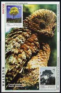 Bolivia 1994 Environmental  Protection (Bird & Trees) imperf m/sheet opt'd MUESTRA unmounted mint, stamps on , stamps on  stamps on environment, stamps on  stamps on birds, stamps on  stamps on trees