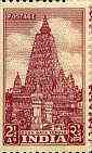 India 1950 Bodh Gaya Temple 2.5a lake unmounted mint, SG 333b*, stamps on religion    churches, stamps on  kg6 , stamps on 