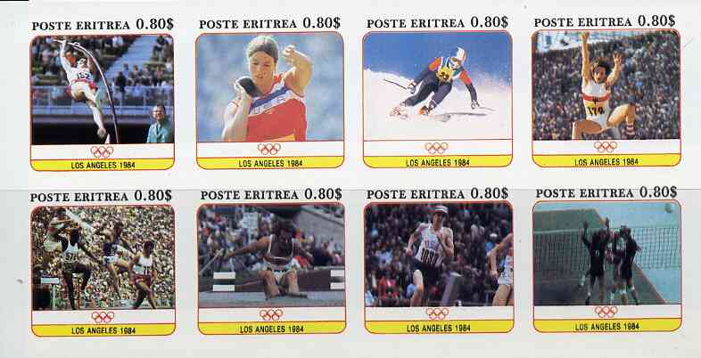 Eritrea 1984 Los Angeles Olympic Games imperf set of 8 unmounted mint