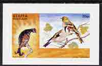 Staffa 1973 Birds #01 (Grouse, Siskin & Goldfinch) imperf souvenir sheet (35p value) unmounted mint, stamps on birds
