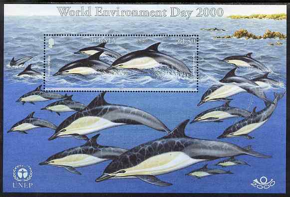 Jersey 2000 World Environment Day - Marine Mammals perf m/sheet unmounted mint, SG MS953, stamps on , stamps on  stamps on marine life, stamps on  stamps on whales, stamps on  stamps on dolphins