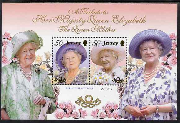 Jersey 2000 Queen Elizabeth the Queen Mothers 100th Birthday perf m/sheet unmounted mint, SG MS961, stamps on royalty, stamps on queen mother, stamps on roses