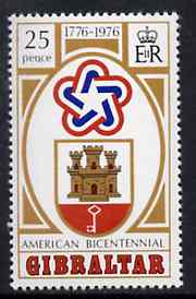 Gibraltar 1976 Bicentenary of American Revolution unmounted mint, SG 361*, stamps on , stamps on  stamps on americana     revolutions