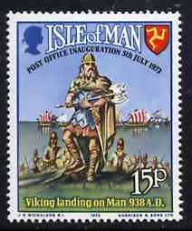 Isle of Man 1973 Inauguration of Postal Service (Viking) unmounted mint SG 34*, stamps on , stamps on  stamps on postal    vikings