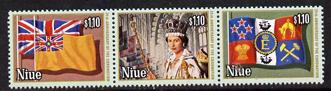 Niue 1978 Coronation 25th Anniversary set of 3 (white border) SG 245-7A unmounted mint, stamps on , stamps on  stamps on royalty      coronation