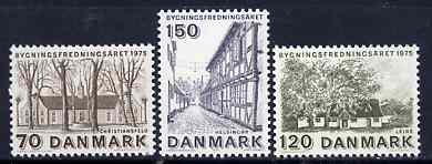 Denmark 1975 European Architectural Heritage Year set of 3 unmounted mint, SG 602-04*, stamps on , stamps on  stamps on architecture