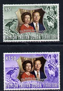 British Indian Ocean Territory 1972 Royal Silver Wedding set of 2 unmounted mint, SG 45-6, stamps on , stamps on  stamps on royalty, stamps on silver wedding