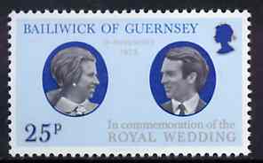 Guernsey 1973 Royal Wedding unmounted mint, SG 93, stamps on , stamps on  stamps on royalty    anne & mark