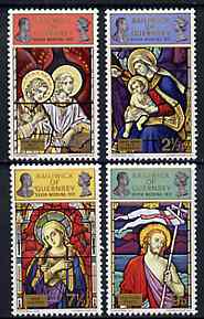 Guernsey 1972 Royal Silver Wedding & Christmas (Stained Glass Windows) set of 4 unmounted mint, SG 76-79*, stamps on , stamps on  stamps on christmas, stamps on royalty, stamps on stained glass, stamps on silver wedding, stamps on 