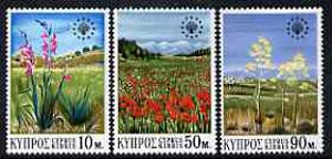 Cyprus 1970 European Conservation Year set of 3 unmounted mint, SG 348-50*, stamps on , stamps on  stamps on flowers