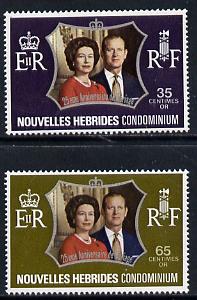 New Hebrides - French 1972 Silver Wedding set of 2 (SG F187-8) unmounted mint, stamps on , stamps on  stamps on royalty, stamps on silver wedding