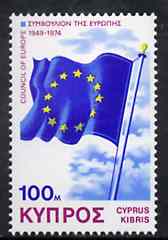 Cyprus 1975 25th Anniversary of Council of Europe unmounted mint, SG 442*, stamps on , stamps on  stamps on flags     