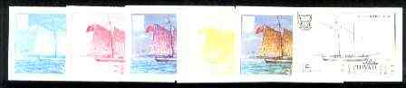 Tuvalu 1986 Ships #3 Schooner Messenger of Peace 15c set of 6 imperf progressive proofs comprising the 4 individual colours plus 2 & 3 colour composites (as SG 377), stamps on ships
