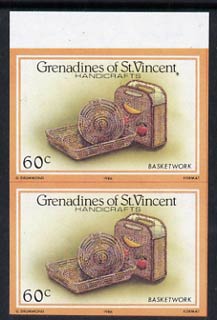 St Vincent - Grenadines 1986 Handicrafts 60c (Basketwork) imperf pair (SG 465var) unmounted mint, stamps on crafts    