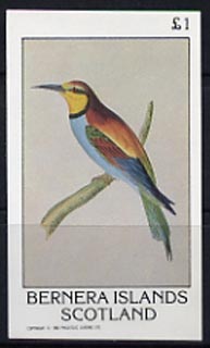 Bernera 1982 Exotic Bird imperf souvenir sheet (£1 value) unmounted mint, stamps on birds