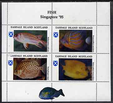 Easdale 1995 'Singapore 95' Stamp Exhibition (Fish) sheetlet containing perf set of 4 unmounted mint, stamps on , stamps on  stamps on fish     marine-life