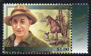 New Zealand 1995 Barry Crump (Author) from Famous New Zealanders set unmounted mint, SG 1938, stamps on , stamps on  stamps on personalities, stamps on literature, stamps on horses