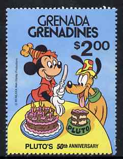 Grenada - Grenadines 1981 50th Anniversary of Walt Disney's Pluto $2 unmounted mint, SG 432*, stamps on disney    cartoons