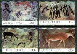 Lesotho 1983 Rock Paintings set of 4 unmounted mint, SG 540-43*, stamps on animals    arts    dinosaurs